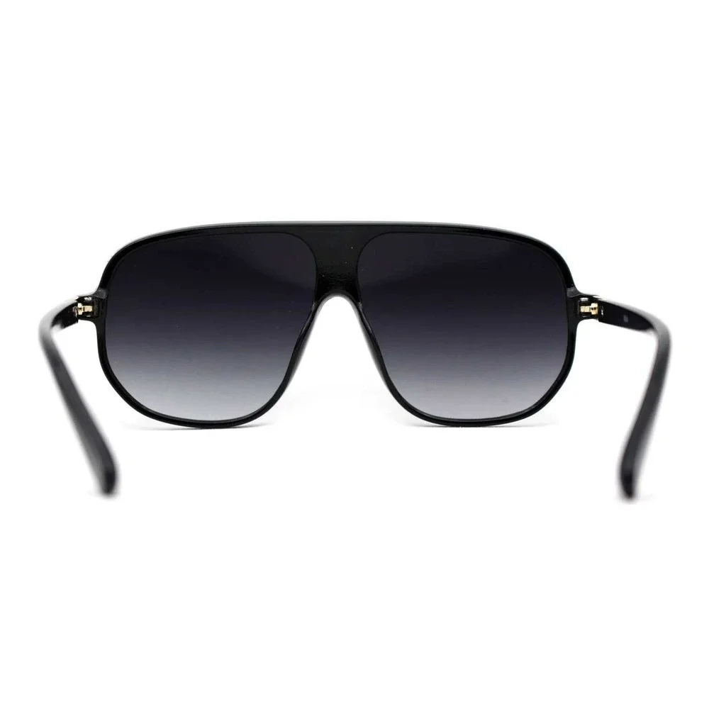 Sunglasses Men's Oversized Shield Fashion Shades Black Gold Accent UV400 Protect